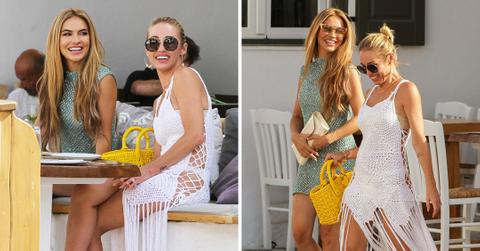 chrishell stause and mary fitzgerald spotted at chora city on mykonos island