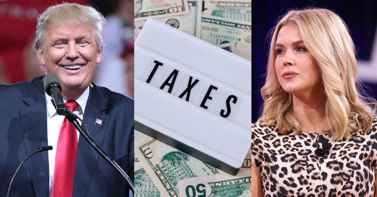 Donald Trump; Image showing dollar bills and a letter with the word 'taxes' written on it [Image for representation]; Karoline Leavitt