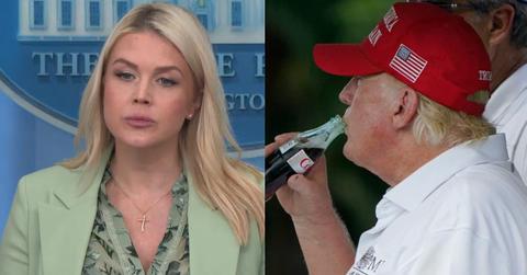 Karoline Leavitt; Donald Trump takes a sip from a bottle diet coke