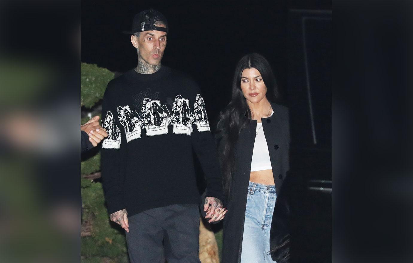 kourtney kardashian and travis barker at nobu malibu with penelope disick and north west