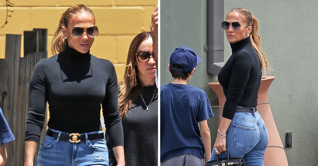 Jennifer Lopez Wears Black Turtleneck & Jeans: Photos