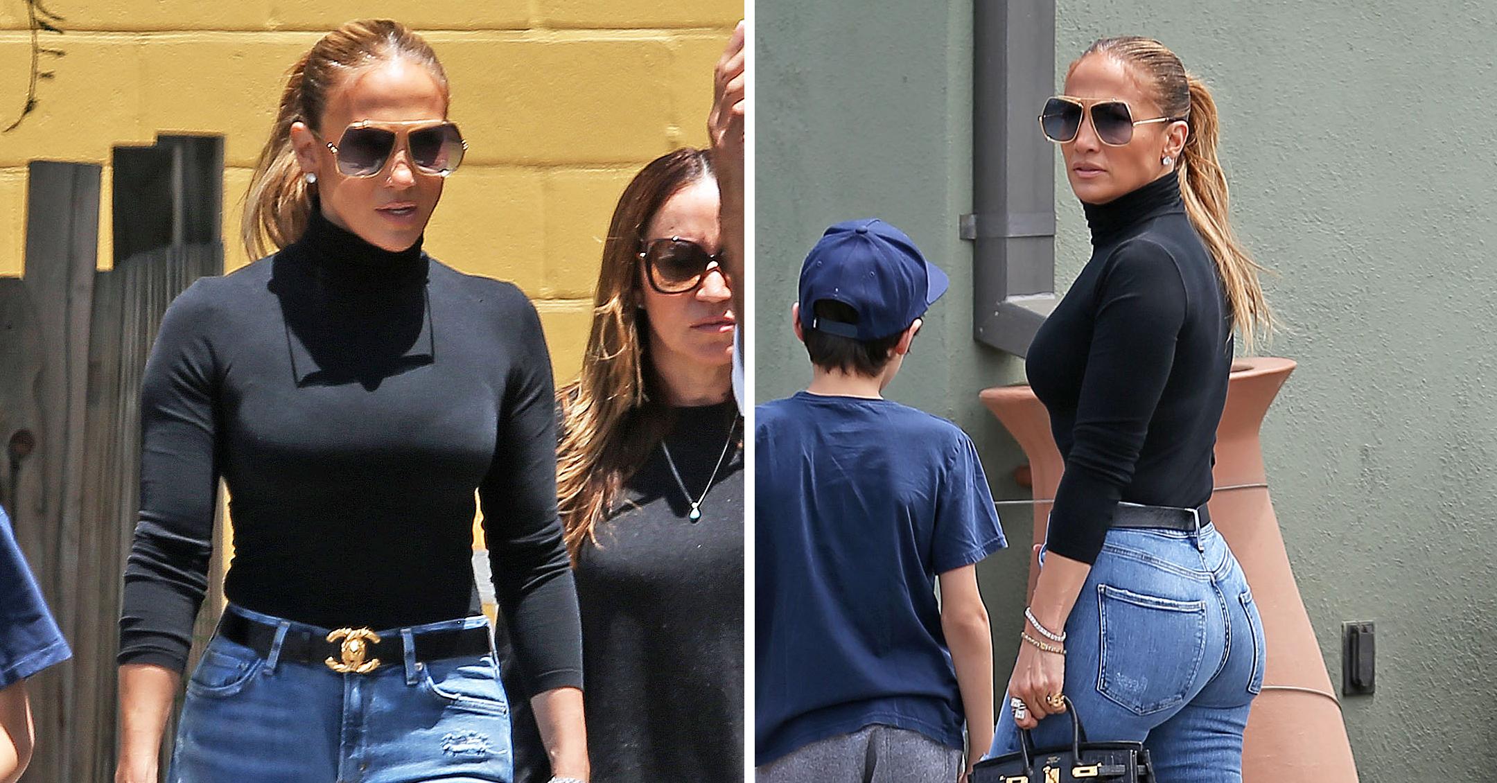 Jennifer Lopez Wears Black Turtleneck And Jeans Photos