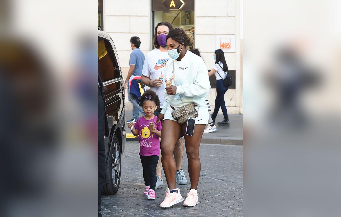 serena williams enjoying ice cream with husband alexis ohanian and daughter olympia in rome