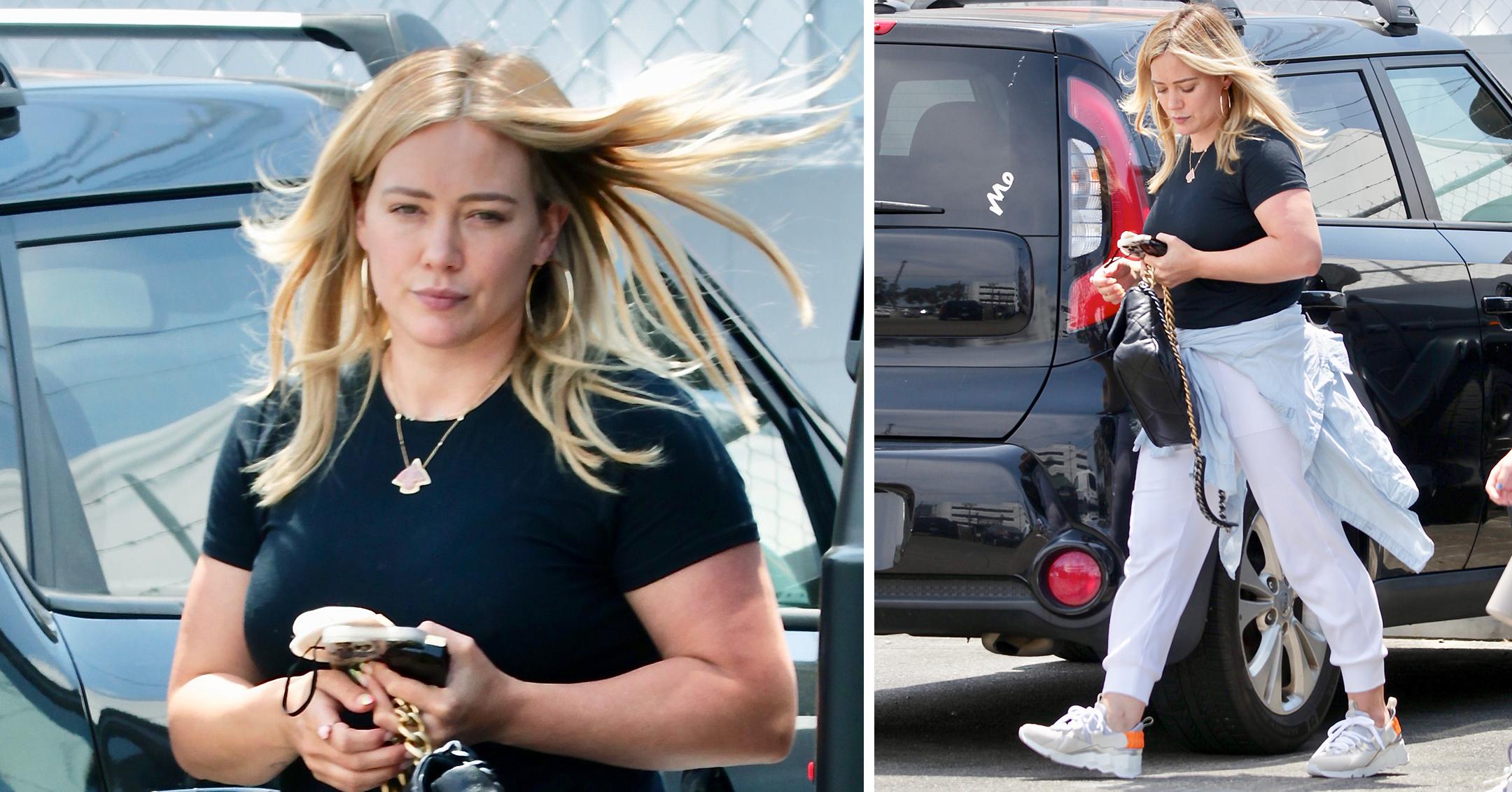 Hilary Duff is all smiles in athletic wear as she grabs lunch on the go  near Studio City