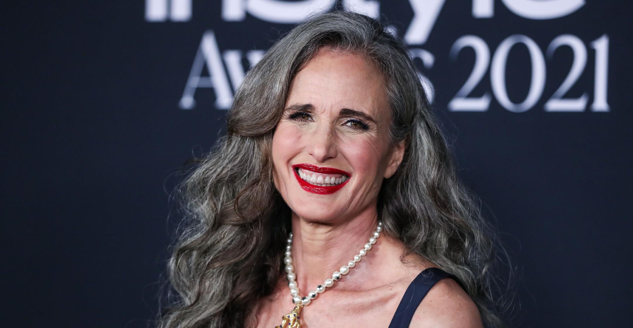 andie macdowell silver hair battle