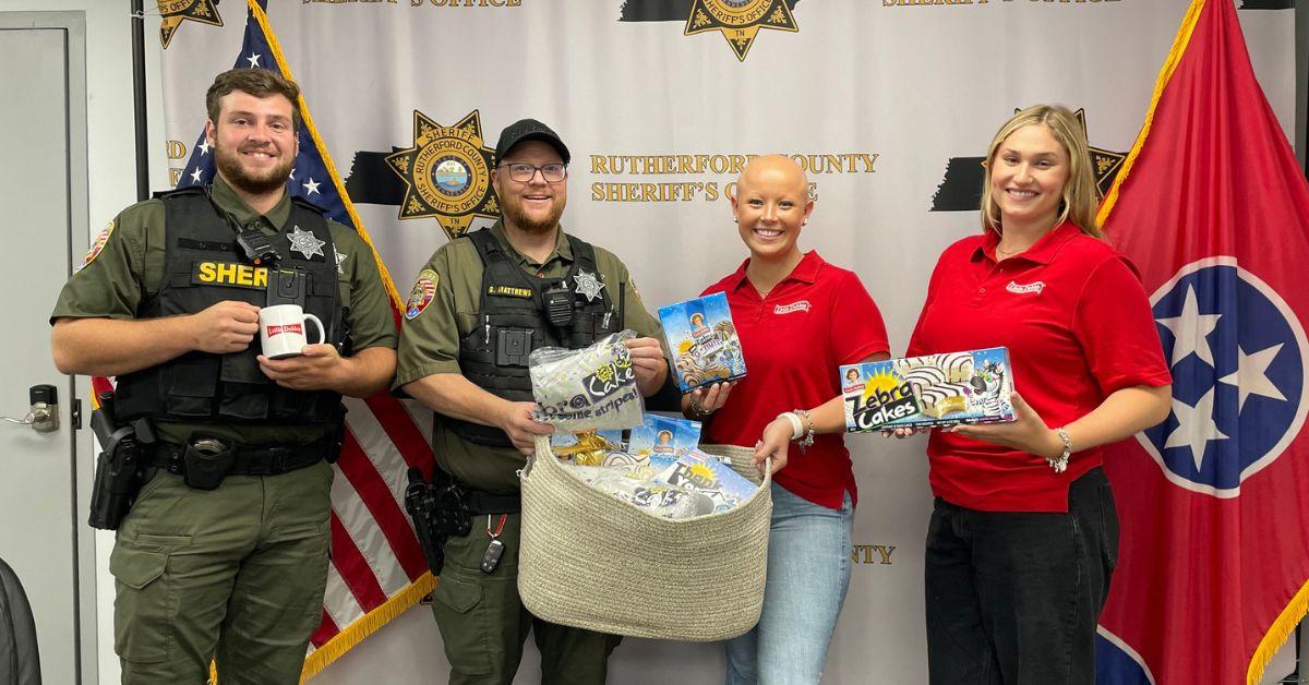 Image of Little Debbie sent Rutherford County police a thank you gift basket for rescuing Ed.