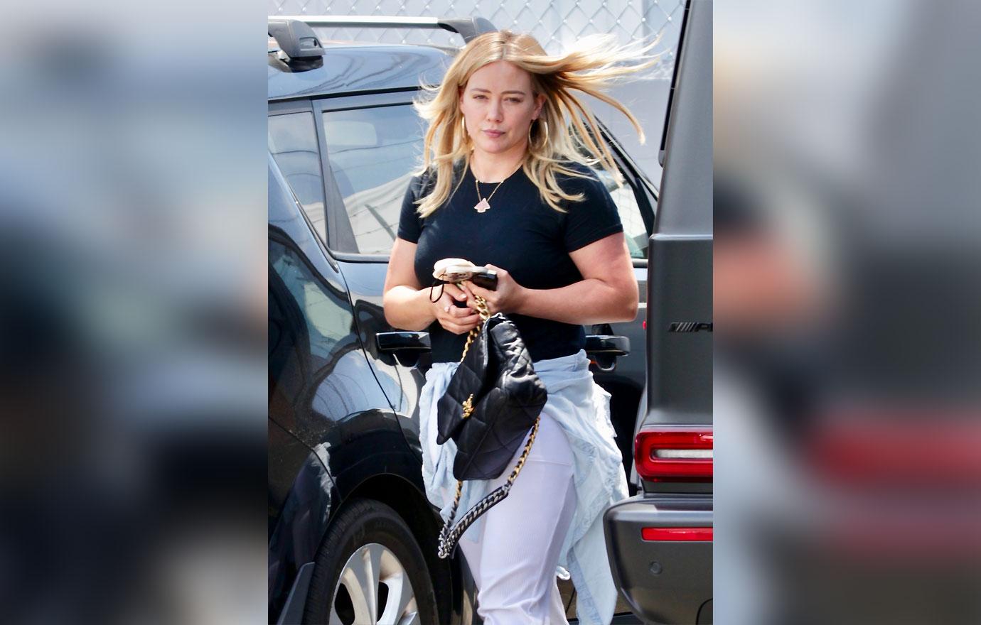 hilary duff spotted heading to gym in studio city