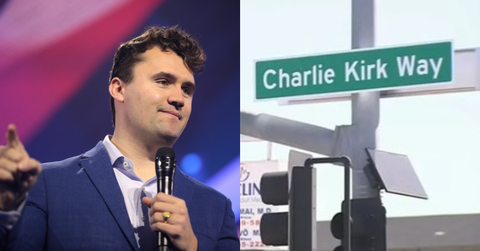 Charlie Kirk; A view of the "Charlie Kirk Way" street sign