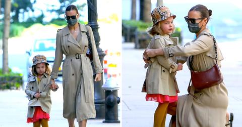 irina shayk and daughter run errands matching outfit nyc