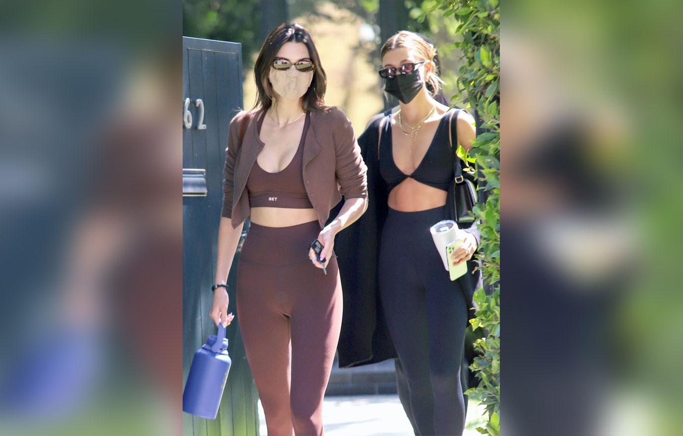 Kendall Jenner & Hailey Bieber Show Off Fit Physiques Leaving Hot