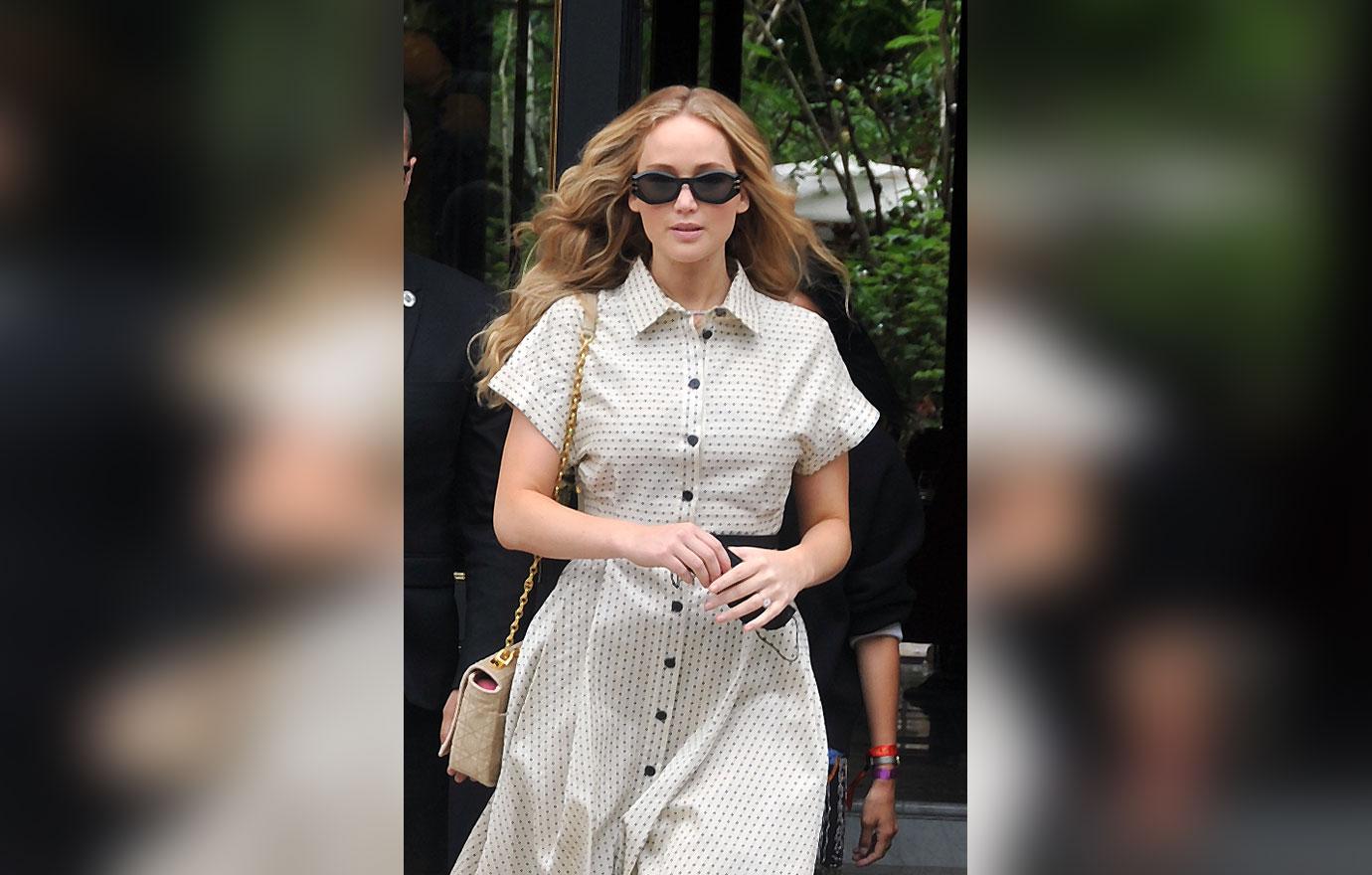 jennifer lawrence leaving hotel in paris