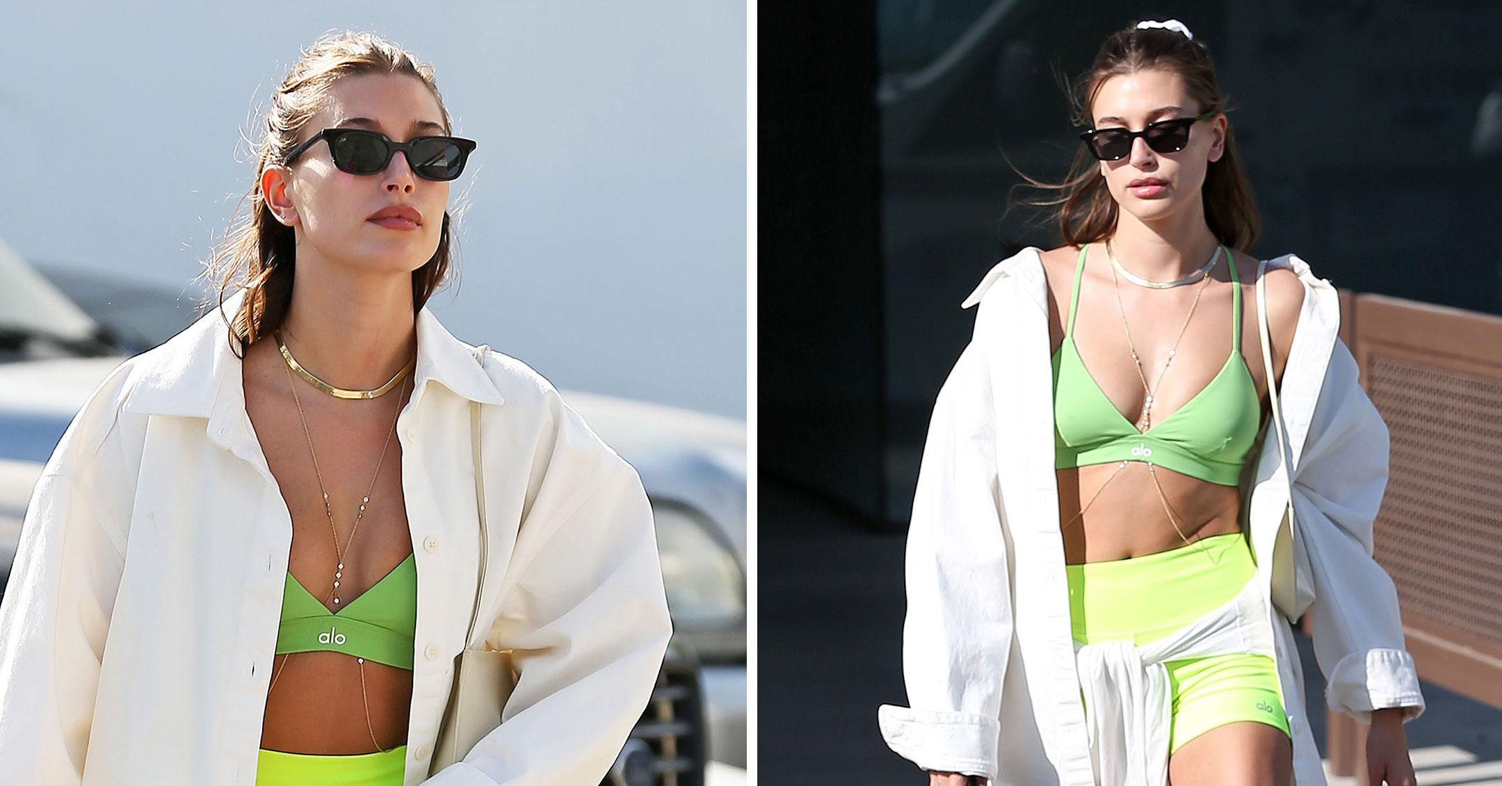 Hailey Bieber Went to Pilates in the Tiniest Bra and Short Set