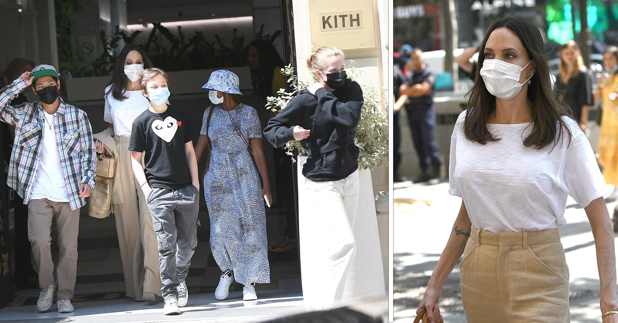 angelina jolie and kids shop in paris