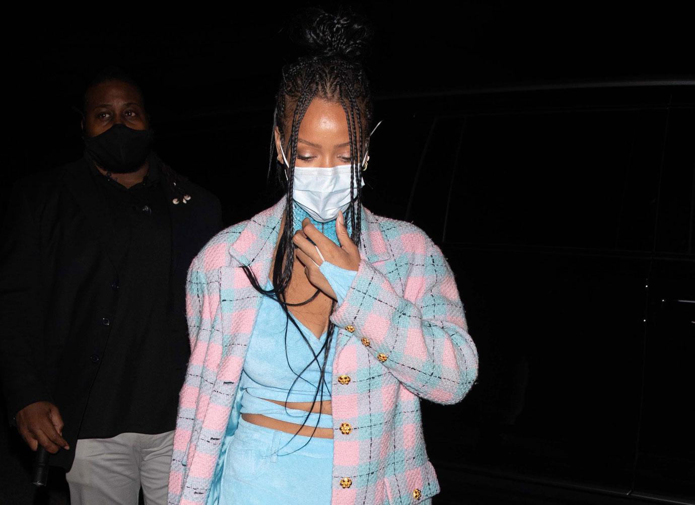 stylish rihanna exits italian restaurant giorgio baldi