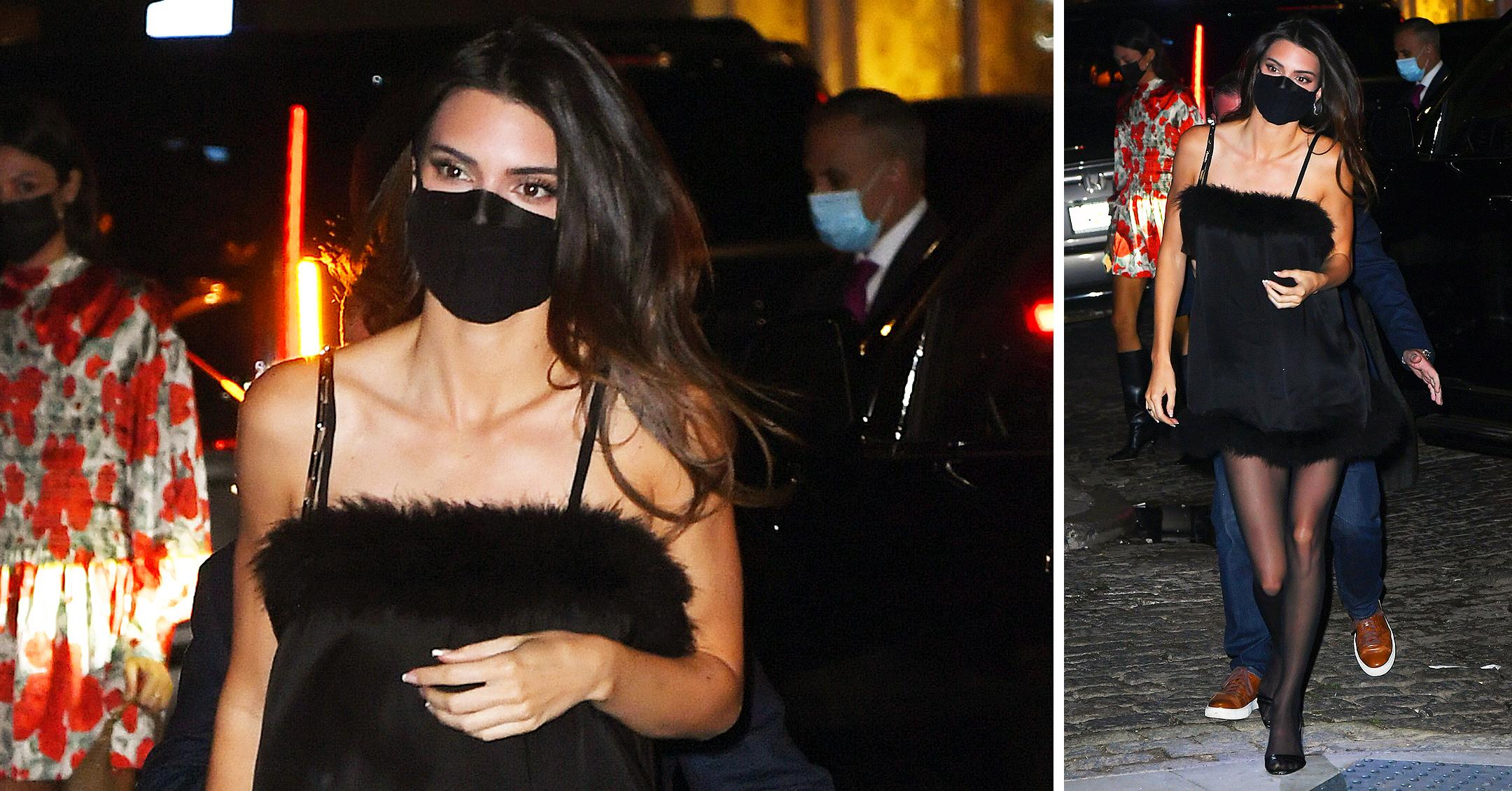 Kylie and Kendall Jenner wear co-ordinating dramatic feathered