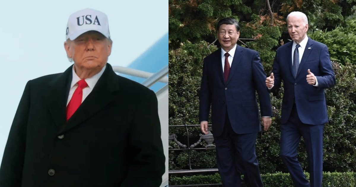 Donald Trump; Xi Jinping and Joe Biden