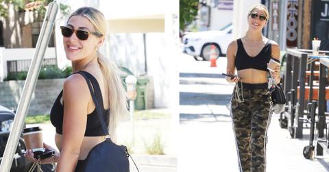 emma slater shows off her abs after her workout mh