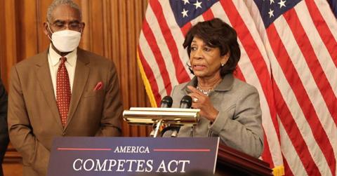 Maxine Waters giving a speech at an event.