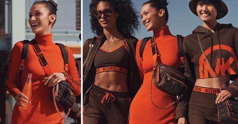 bella hadid takes a juice break on fashion shoot for michael kors