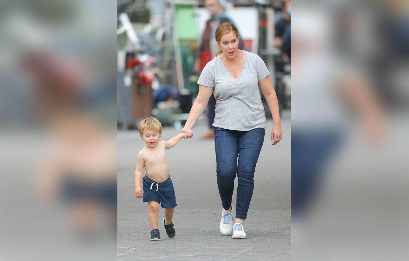 amy schumer and son gene on break from filming life and beth