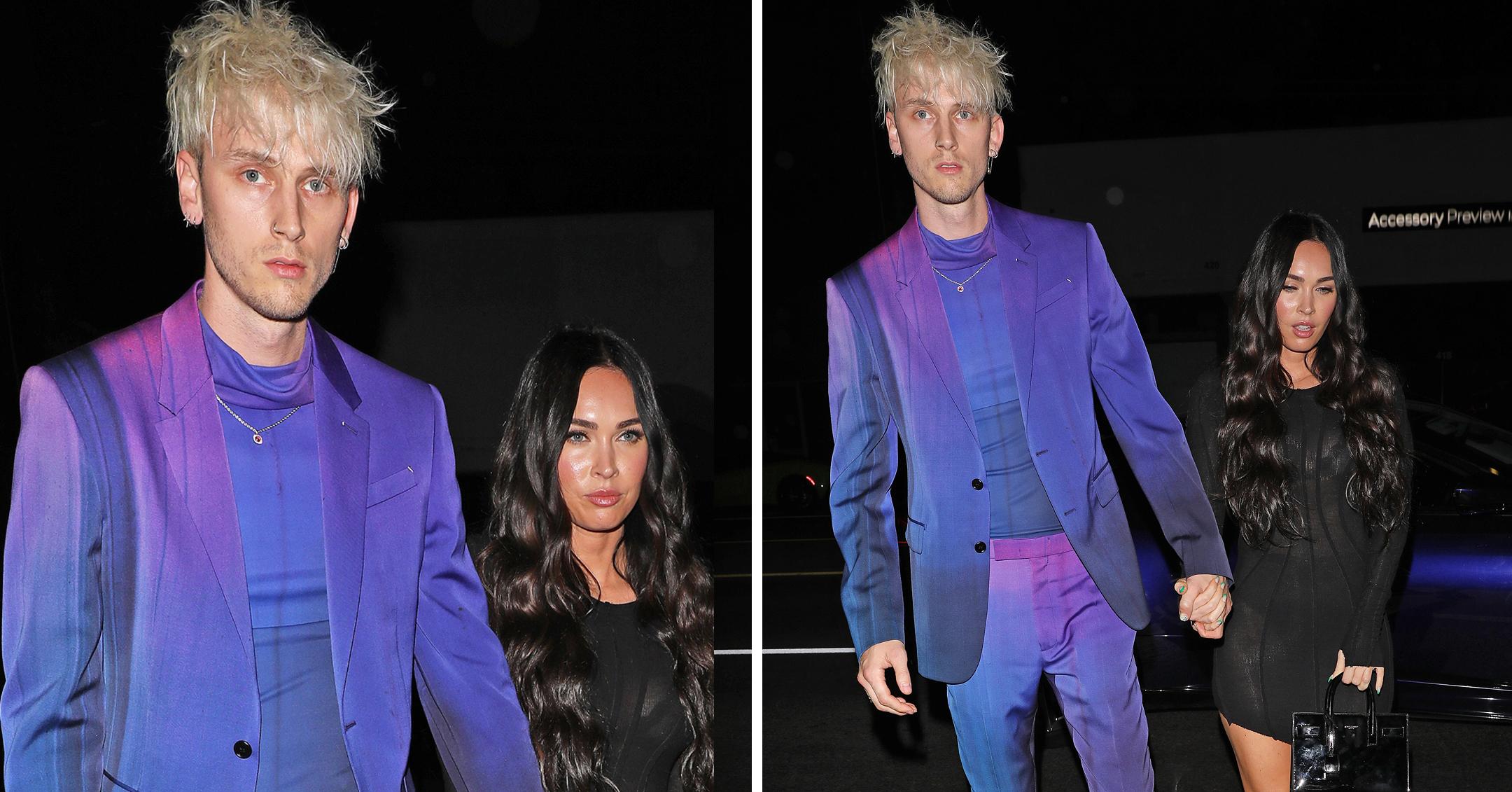 megan fox and machine gun kelly walk hand in hand as they head to the nice guy restaurant to party mh