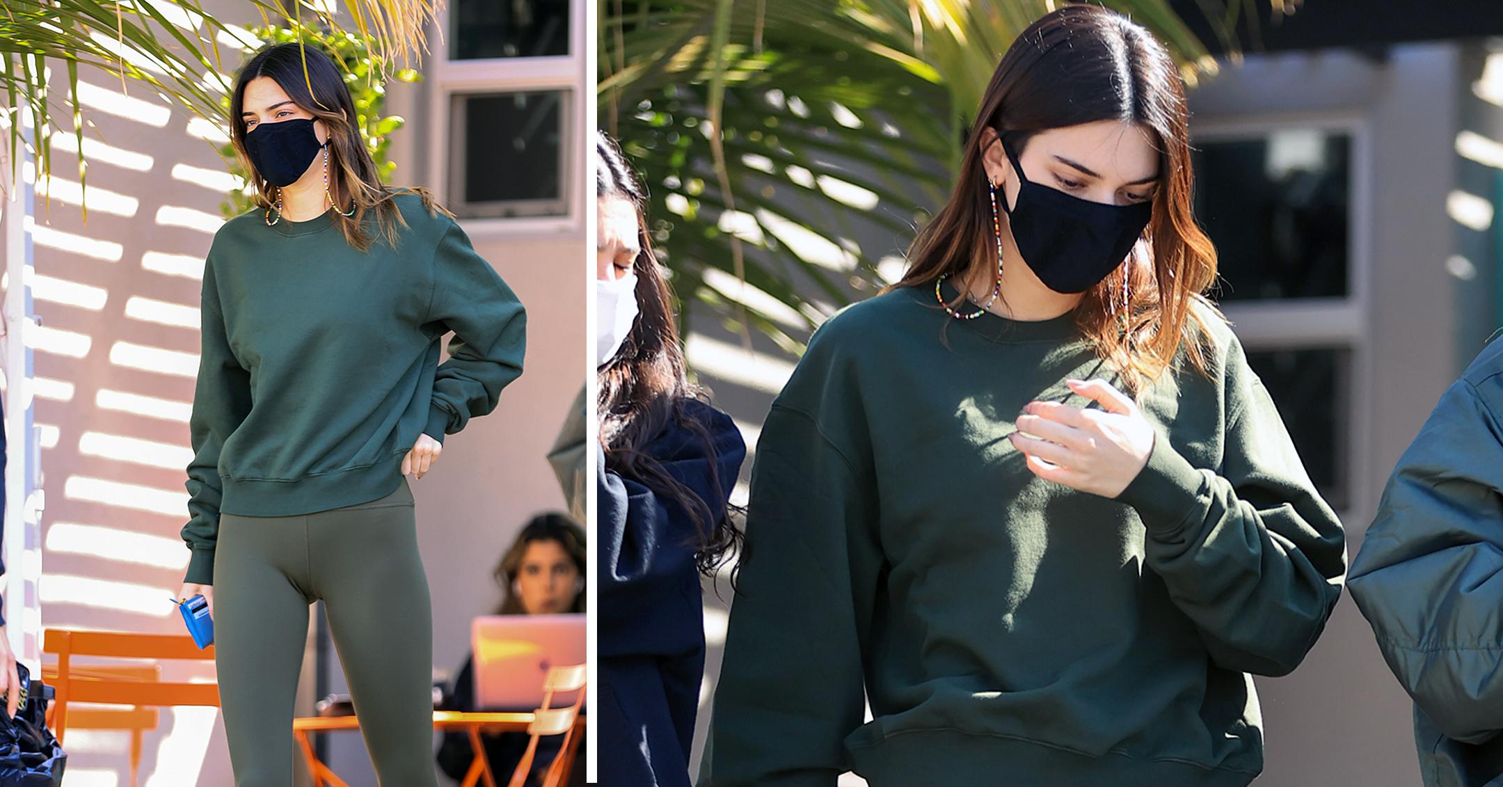 Kendall Jenner Wears Green Workout Outfit: Photos