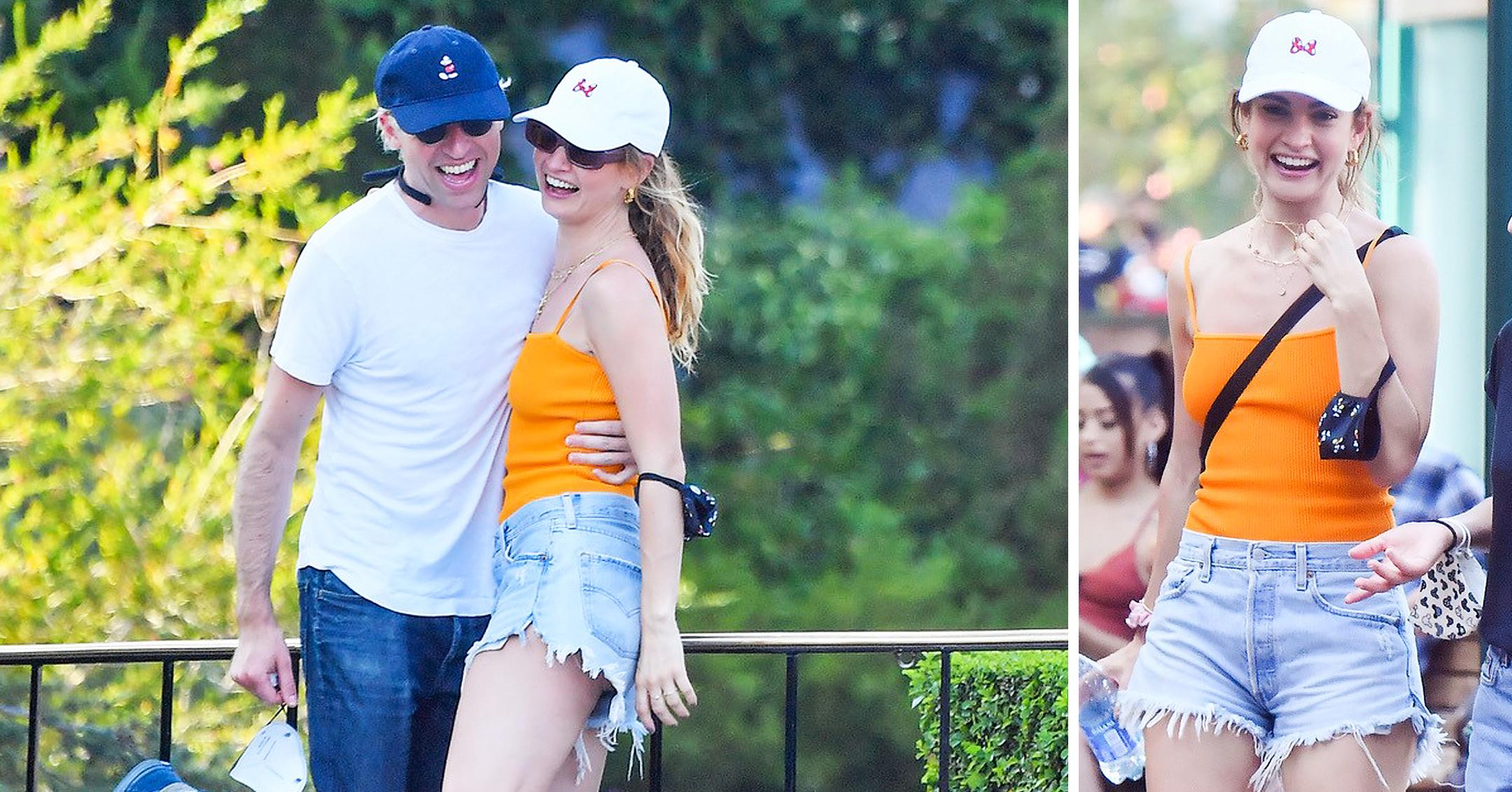 Lily James Rocks Jean Shorts & Tank Top At Disneyland: Photos