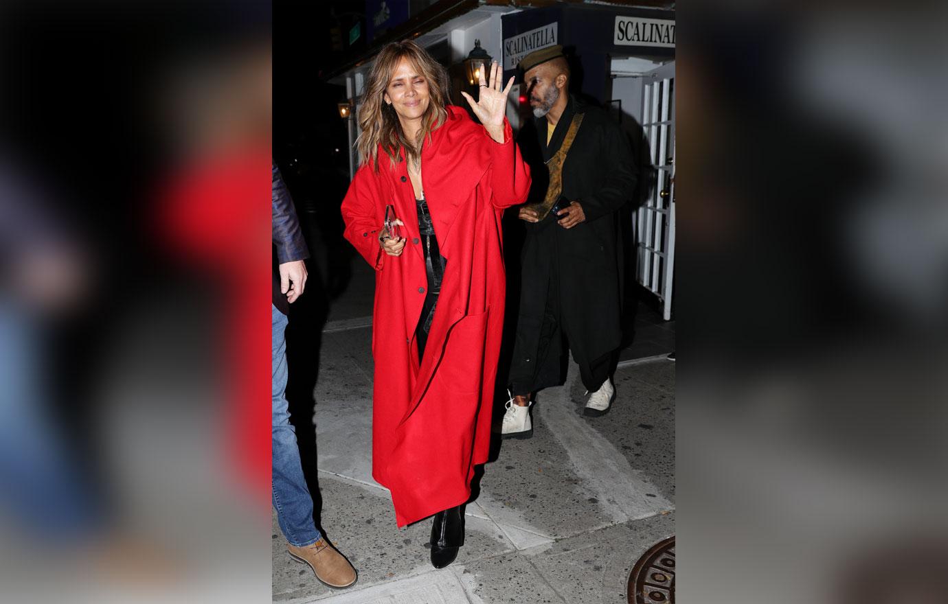 halle berry all smiles while leaving restaurant