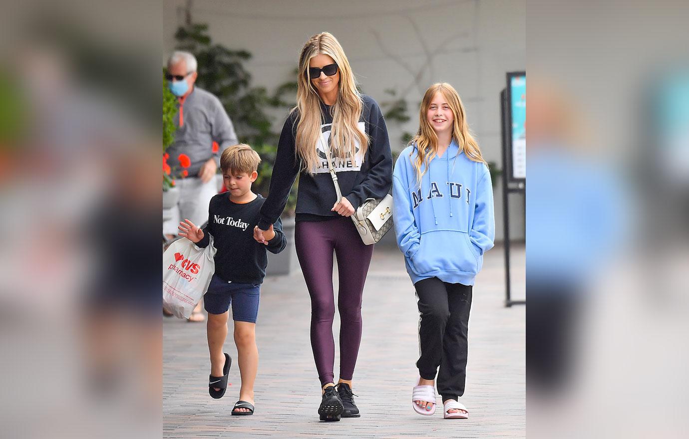 christina haack is seen out with kids in newport beach