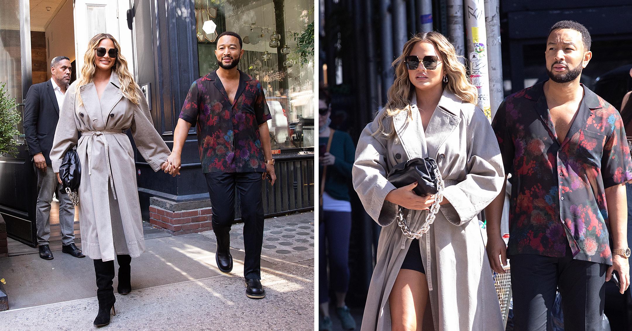 Chrissy Teigen celebrates Christmas in NYC wearing cashmere bra