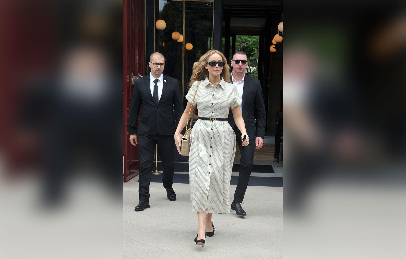 jennifer lawrence leaving hotel in paris