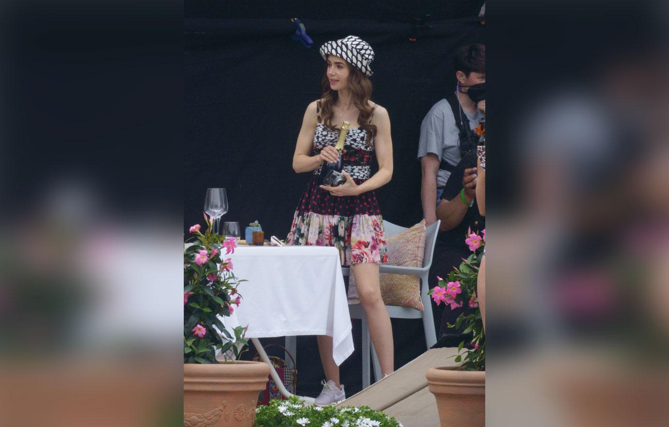 lily collins filming emily in paris in the south of france