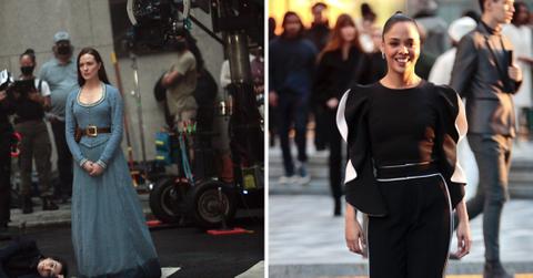 evan rachel wood and tess thompson on set of westworld