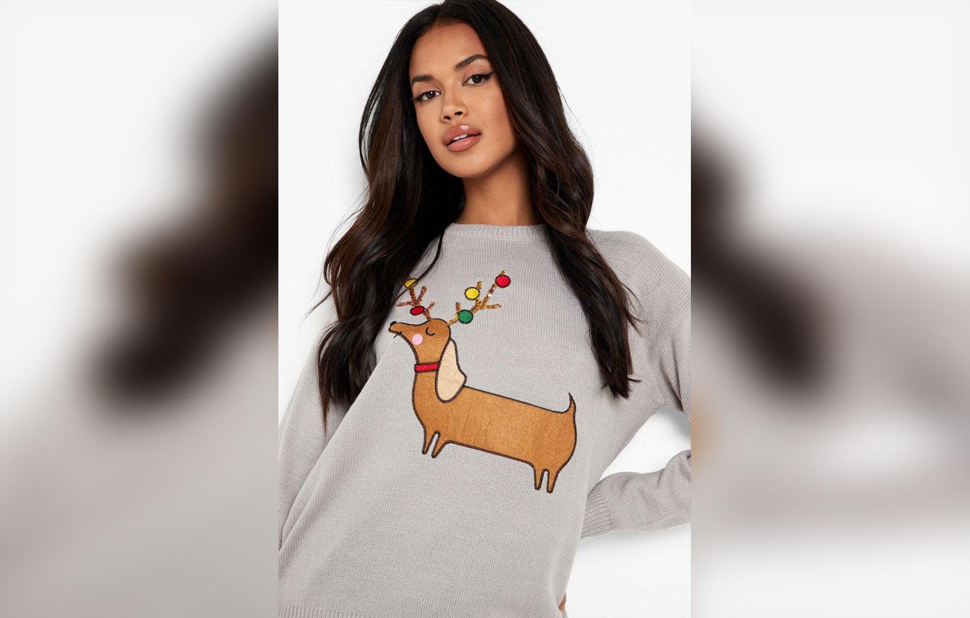 the best sweaters for christmas from boohoo pom pom dog