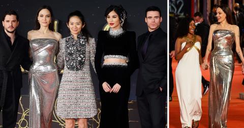 kit harington angelina jolie chloe zhao gemma chan and richard madden attend the eternals red carpet in rome