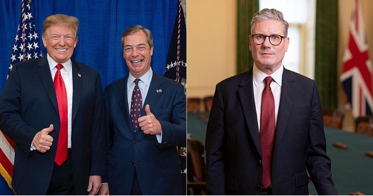 Donald Trump and Nigel Farage; Keir Starmer