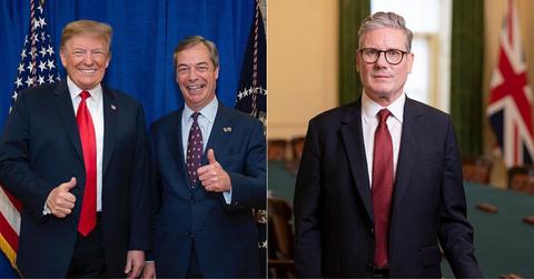Donald Trump and Nigel Farage; Keir Starmer