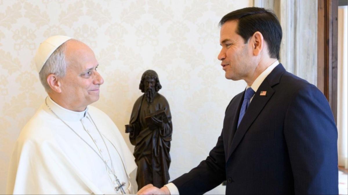 Secretary of State Marco Rubio meets Pope Leo after Trump feud. 