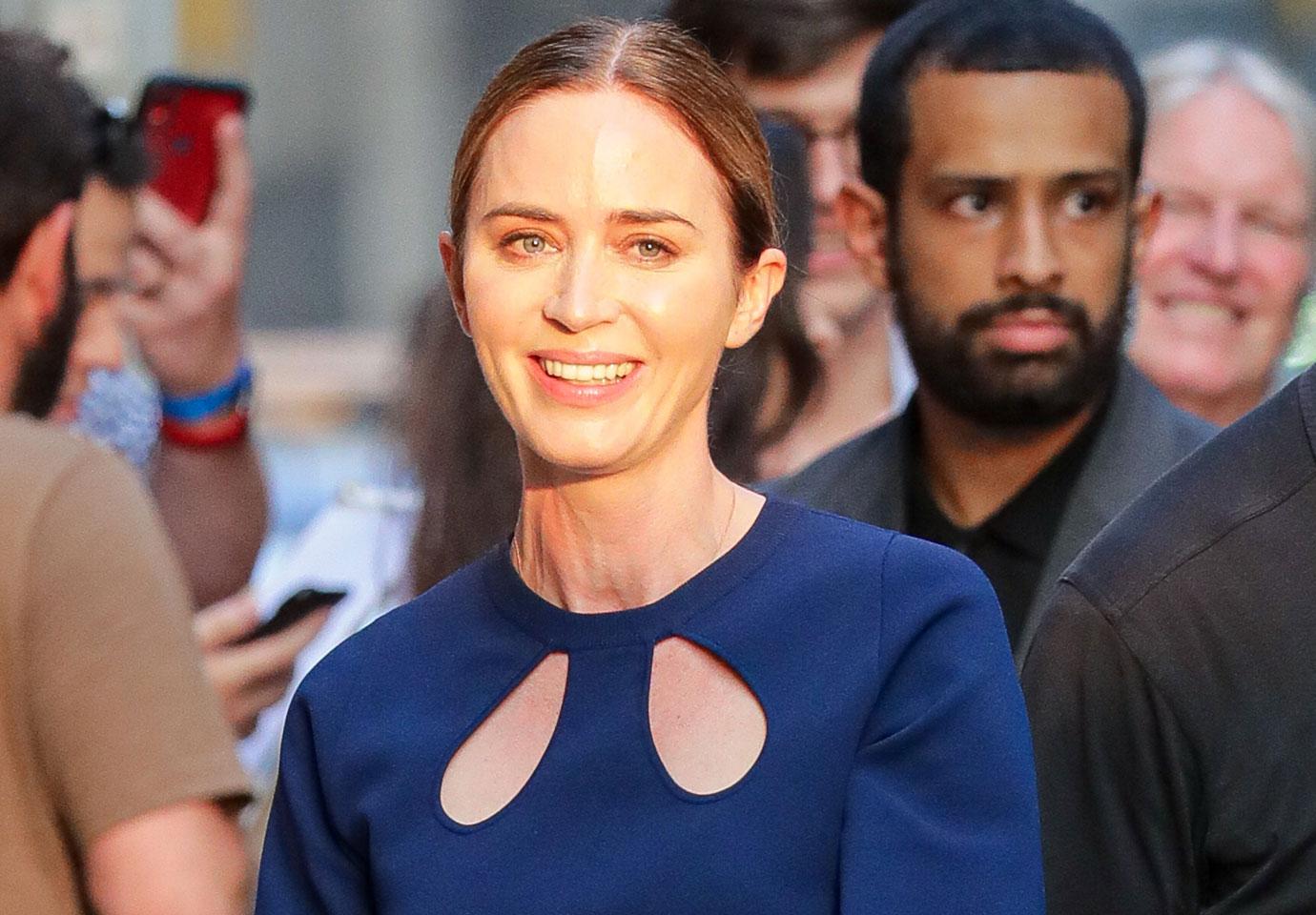 emily blunt seen leaving the late show with stephen colbert in nyc