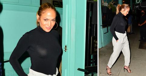 jennifer lopez outside olivetta restaurant in west hollywood