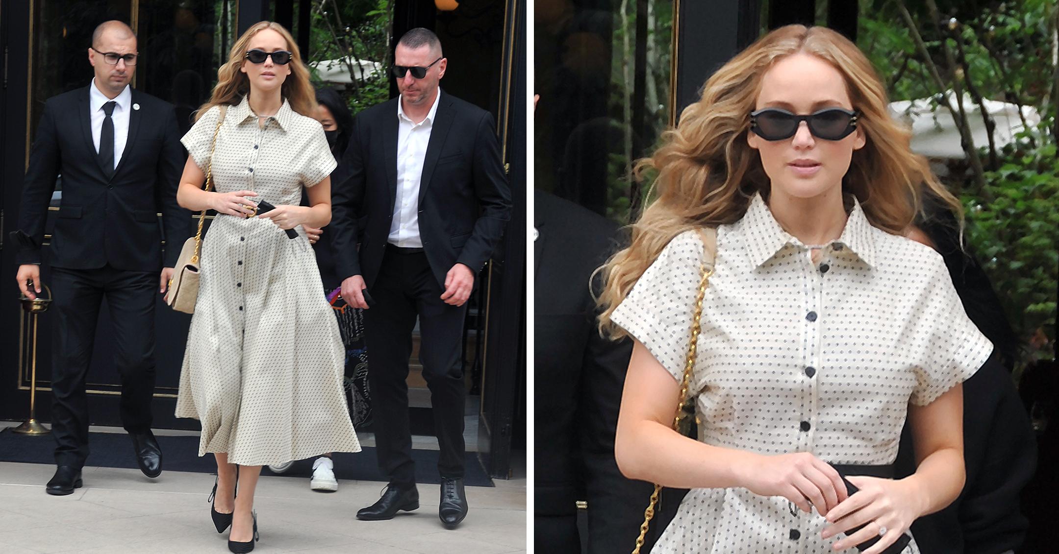 jennifer lawrence leaving hotel in paris