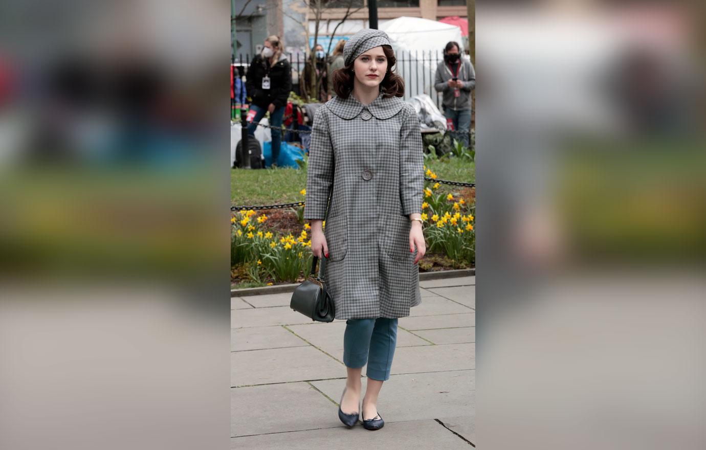 rachel brosnahan and john waters filming the marvelous mrs maisel