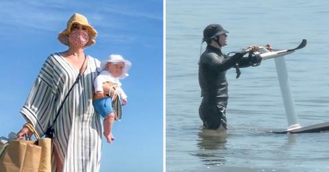 katy perry orlando bloom on beach with baby daisy dove