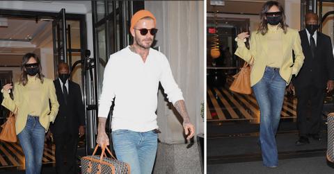 victoria and david beckham leaving the mark hotel in nyc