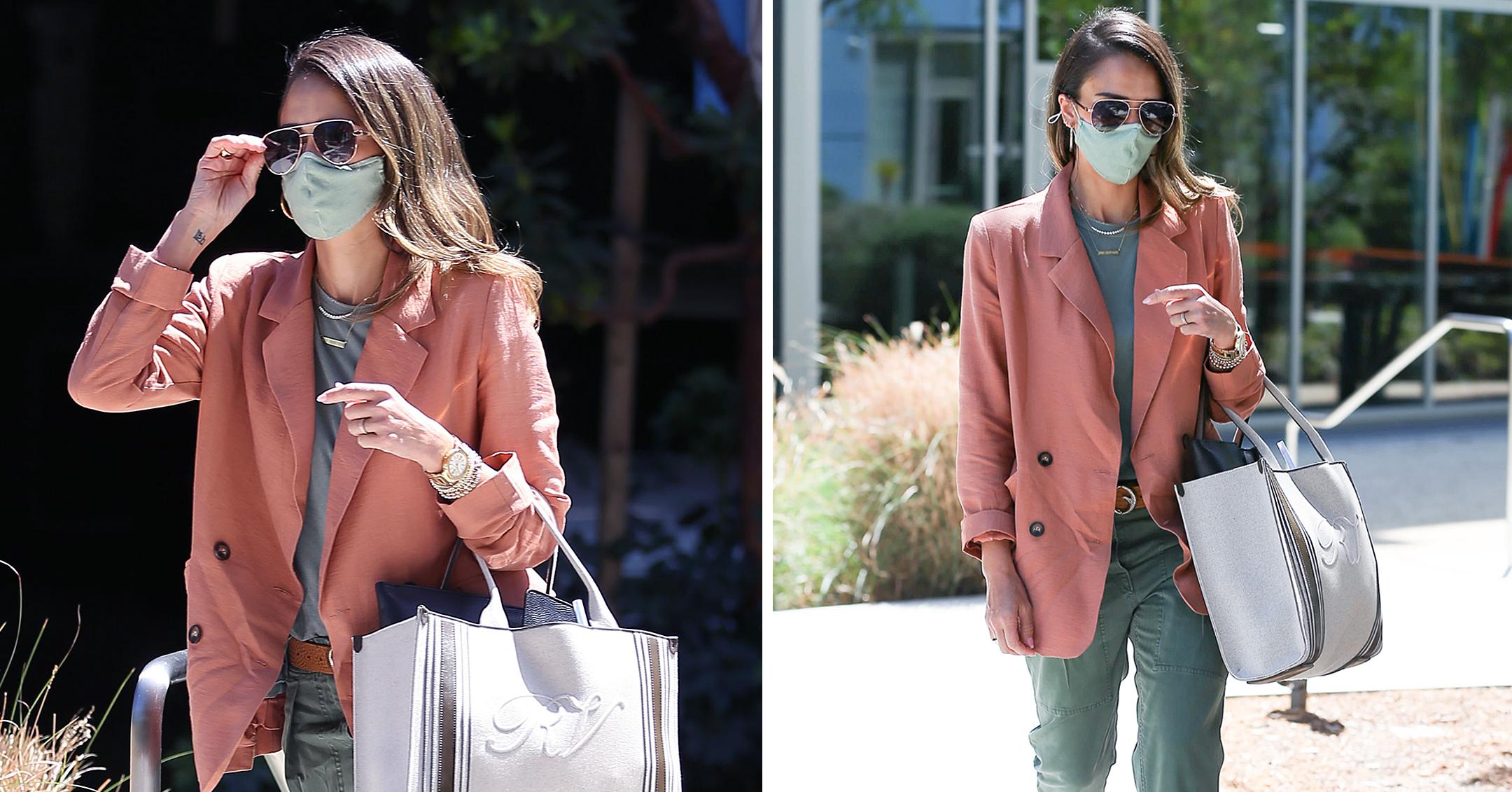 jessica alba heads to office in la