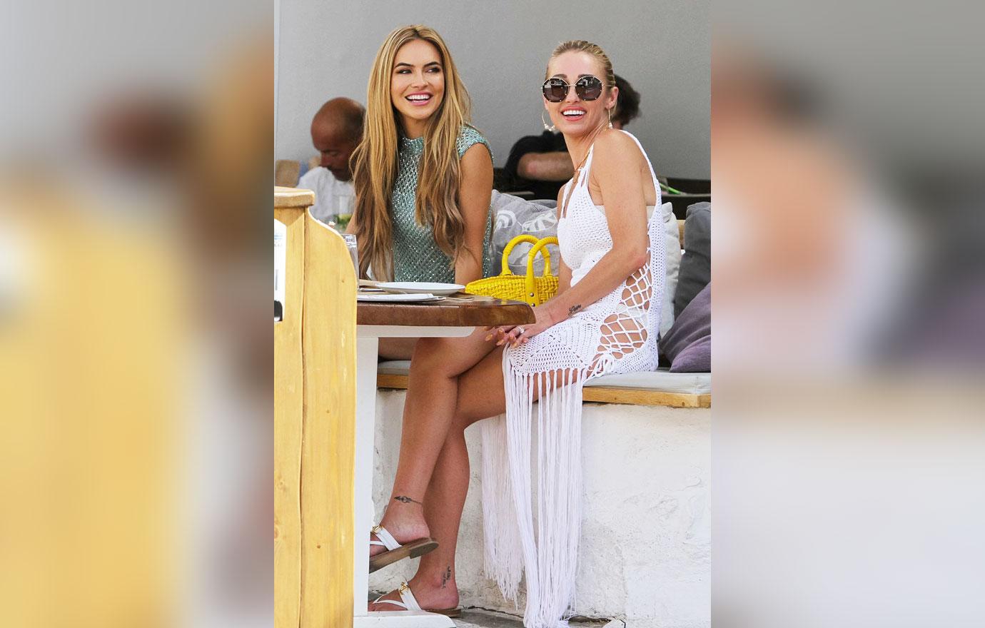 chrishell stause and mary fitzgerald spotted at chora city on mykonos island