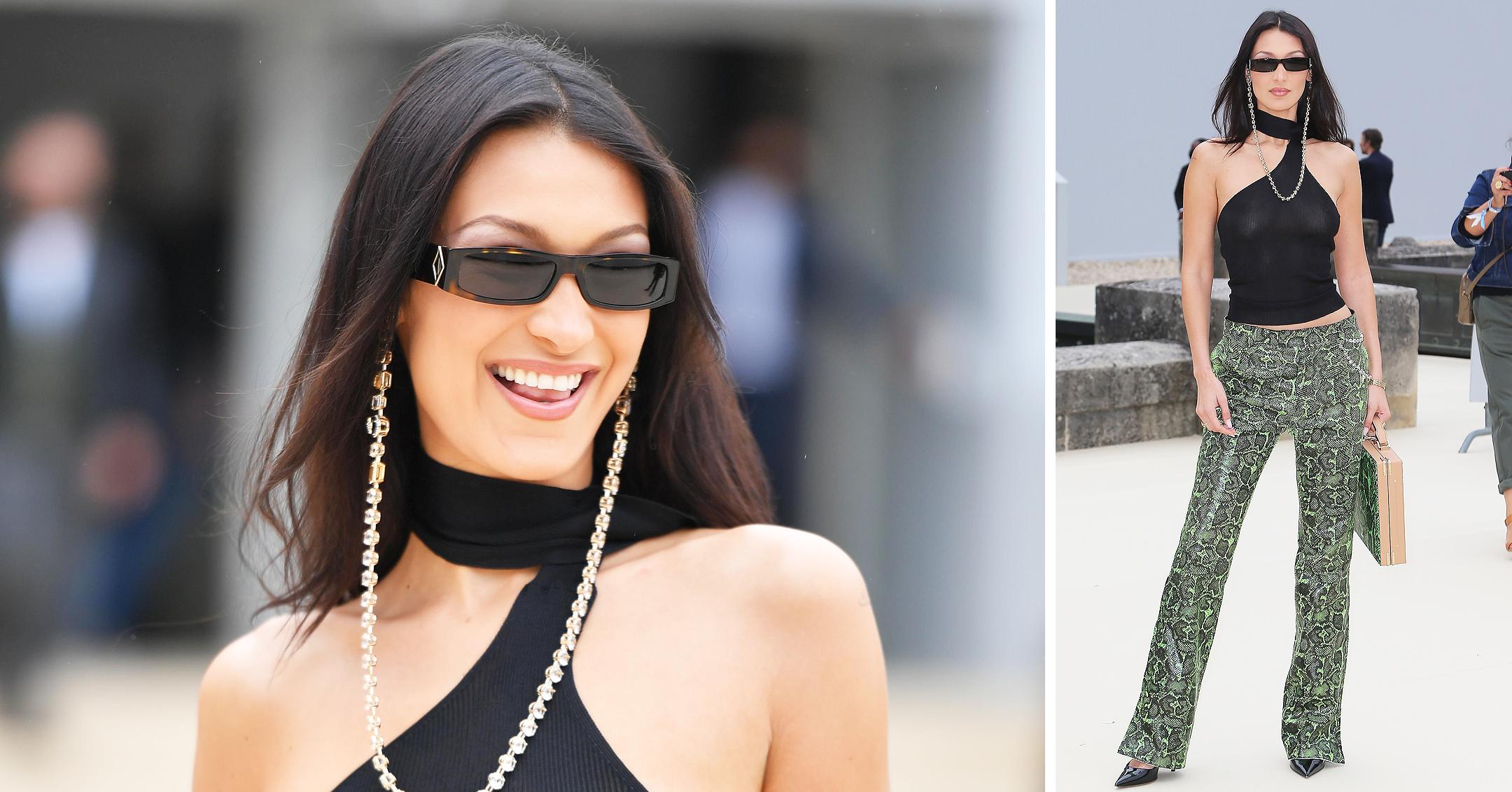 bella hadid arriving at the dior men fashion show at invalides in paris mh