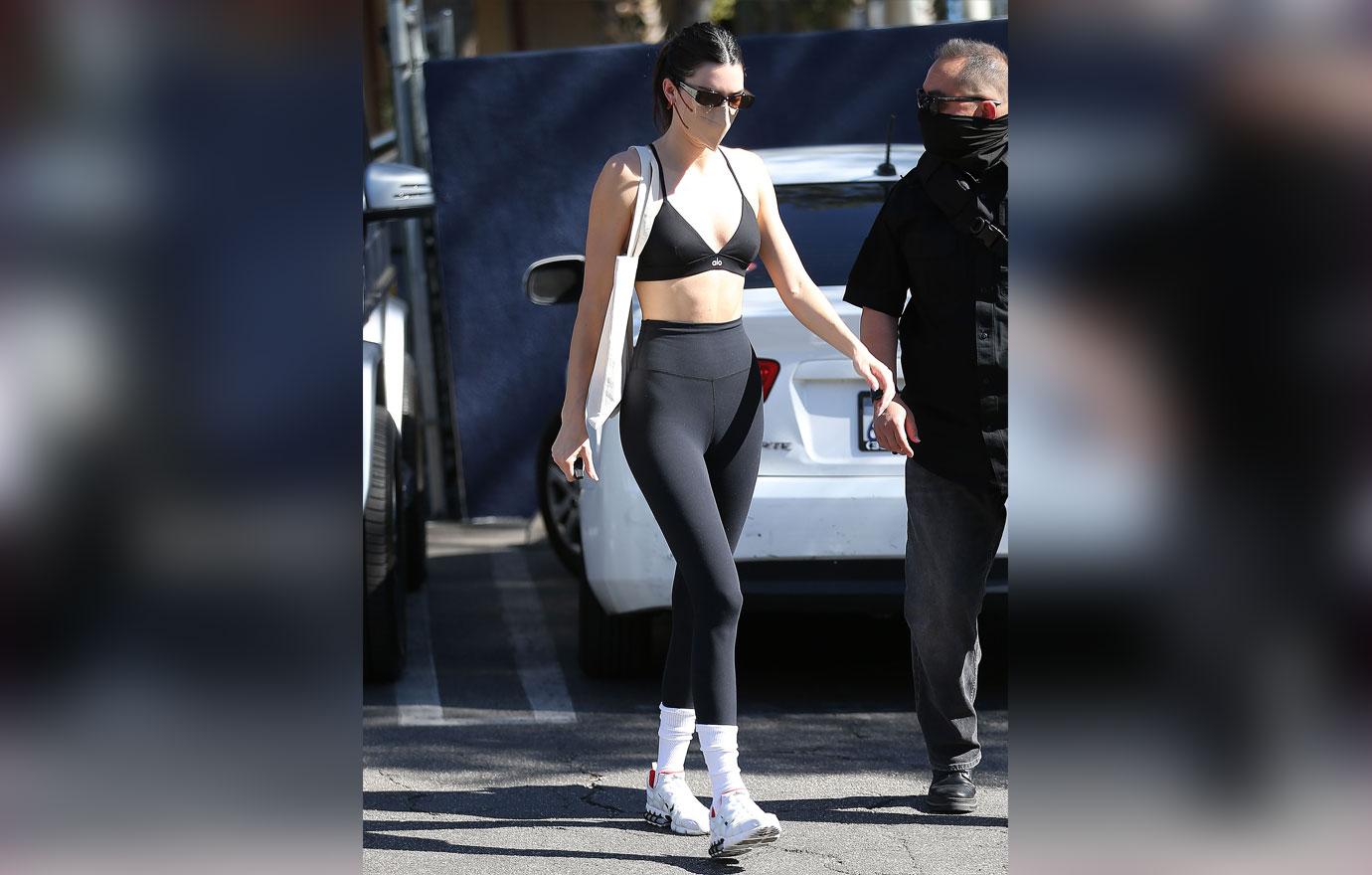 Kendall Jenner sports a sweatshirt and leggings while heading for a Pilates  class in West Hollywood
