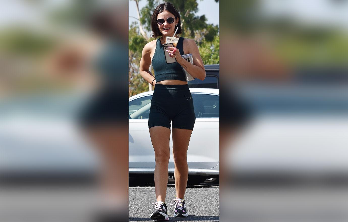 lucy hale heads to the gym in west hollywood