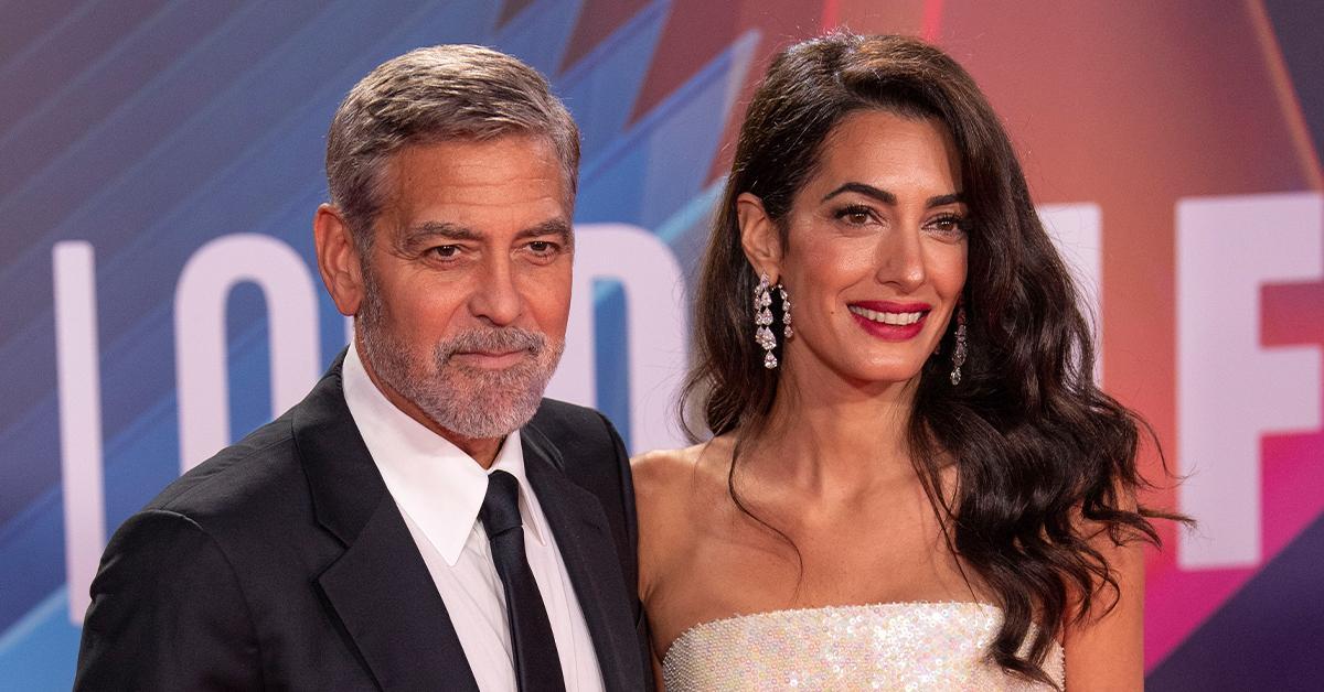 george clooney looks dapper while wearing coordinated denim alongside wife amal clooney pp